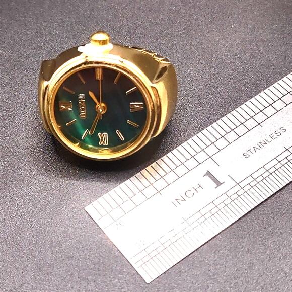 Ring Watch Gold Green Men's Women's VTG Fashion BOHO Christmas Anniversary Gift - Picture 5 of 6